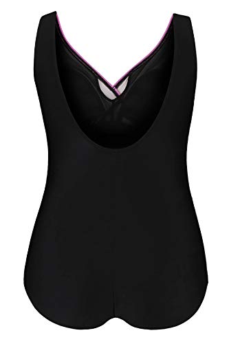 Ulla Popken Badeanzug Farbverlauf, Große Größen Traje de baño de una Sola Pieza, Rojo (Negro/Fucsia 72057959), 48 para Mujer