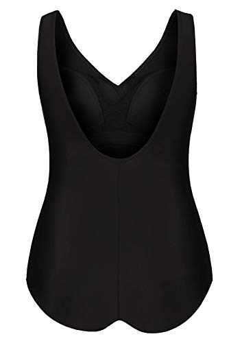 Ulla Popken Badeanzug Schnallen, Große Größen Traje de baño de una Sola Pieza, Negro (Negro 70573110), 54 para Mujer