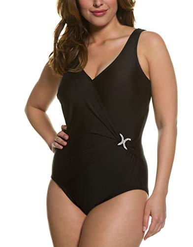 Ulla Popken Badeanzug Schnallen, Große Größen Traje de baño de una Sola Pieza, Negro (Negro 70573110), 54 para Mujer