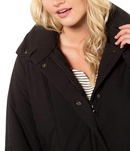 Ulla Popken Basic-Shirt, Knopfleiste, Regular, Rundhalsausschnitt Abrigo, Negro (Schwarz 10), 58 (Talla del Fabricante: 58+) para Mujer