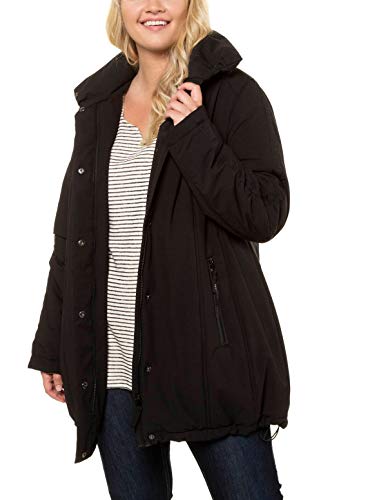 Ulla Popken Basic-Shirt, Knopfleiste, Regular, Rundhalsausschnitt Abrigo, Negro (Schwarz 10), 58 (Talla del Fabricante: 58+) para Mujer