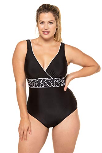 Ulla Popken Große Größen Badeanzug Giraffe Einsatz Traje de baño de una Sola Pieza, Negro (Negro 72763410), 44 para Mujer