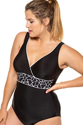 Ulla Popken Große Größen Badeanzug Giraffe Einsatz Traje de baño de una Sola Pieza, Negro (Negro 72763410), 44 para Mujer