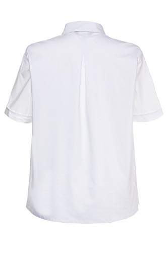 Ulla Popken Mujer grandes tallas hasta 60 | Blusa de manga corta, de negocios, parte superior de media manga con botones | Cuello de camisa y aberturas laterales | 714169 Blanco 54
