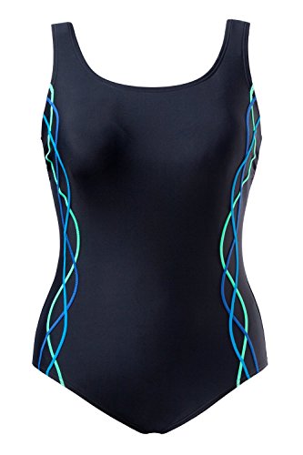 Ulla Popken Piping baño, Negro (Schwarz 10), 48 para Mujer