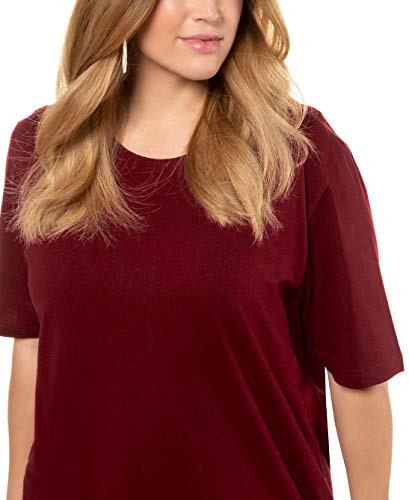 Ulla Popken Rundhals, Camiseta para Mujer, Rojo (Rot 51), 44