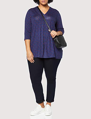 Ulla Popken Shirt V-Ausschnitt Bedruckt Mit Falte, A-Line, Große Größen Camiseta, Morado (Helllflieder 86), 56 (Talla del Fabricante: 54+) para Mujer