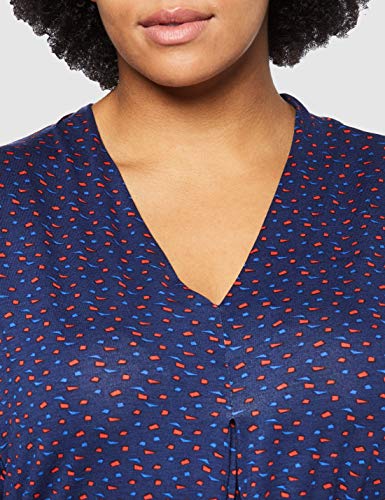 Ulla Popken Shirt V-Ausschnitt Bedruckt Mit Falte, A-Line, Große Größen Camiseta, Morado (Helllflieder 86), 56 (Talla del Fabricante: 54+) para Mujer