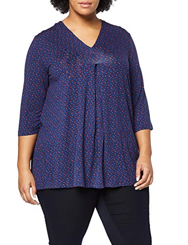 Ulla Popken Shirt V-Ausschnitt Bedruckt Mit Falte, A-Line, Große Größen Camiseta, Morado (Helllflieder 86), 56 (Talla del Fabricante: 54+) para Mujer