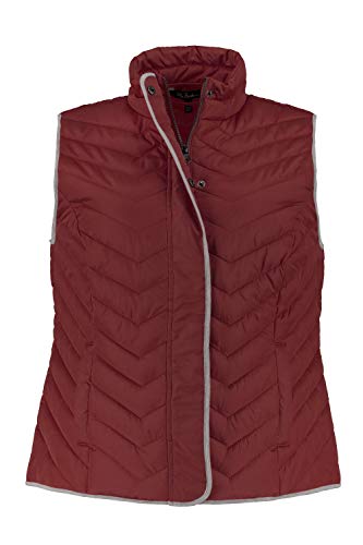 Ulla Popken Steppweste mit Kontrast-Piping Chaleco acolchado con ribete en contraste, Violett (Dunkel Weinrot 74881969), 54-56 para Mujer
