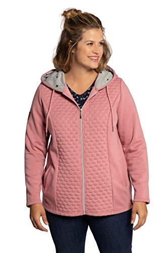 Ulla Popken Sweatshirtjacke mit Diamond Stitching Detail Sudadera, Naranja, 54 Grande para Mujer