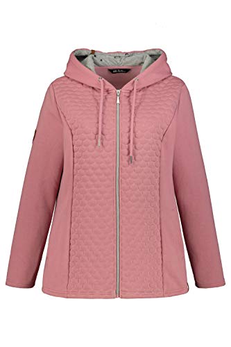 Ulla Popken Sweatshirtjacke mit Diamond Stitching Detail Sudadera, Naranja, 54 Grande para Mujer