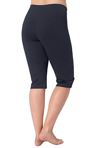 Ulla Popken Tallas grandes para mujer, tallas grandes hasta la 68, leggings, pantalones capri, monocolor, fáciles de cuidar y cómodos, longitud 3/4, azul marino 70+ 567565 71-70+