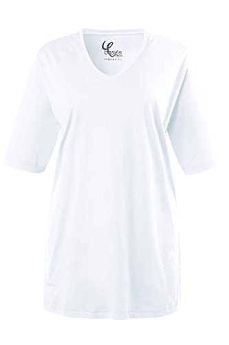 Ulla Popken V-Ausschnitt, Camiseta para Mujer, Blanco (Weiss 20), 64/66
