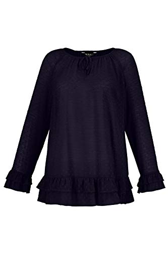 Ulla Popken Volant-Tunika Mit Top, Große Größen Blusa, Azul (Dunkelblau 70), 52 (Talla del Fabricante: 50+) para Mujer