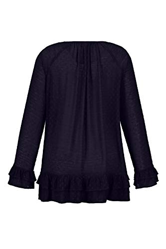 Ulla Popken Volant-Tunika Mit Top, Große Größen Blusa, Azul (Dunkelblau 70), 52 (Talla del Fabricante: 50+) para Mujer