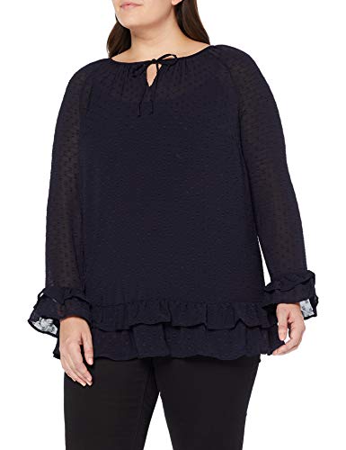 Ulla Popken Volant-Tunika Mit Top, Große Größen Blusa, Azul (Dunkelblau 70), 52 (Talla del Fabricante: 50+) para Mujer