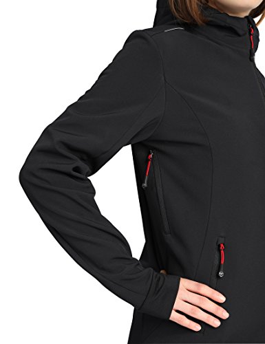Ultrasport Advanced Chaqueta softshell para mujer Tina, chaqueta funcional moderna, chaqueta outdoor, Negro/Rojo, XL