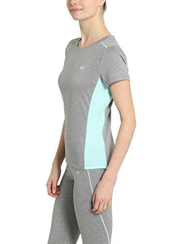 Ultrasport Fitness/Sport Shirt Camiseta de Manga Corta, Mujer, Gris/Agua, S