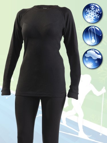 Ultrasport Thermal Underwear Conjunto, Mujer, Negro, S