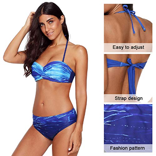 UMIPUBO Bikini Mujer Ropa de Baño Push Up Acolchado Bra Tops y Braguitas Reversibles 2pcs Trajes de Baño Halter Cuello Bañador