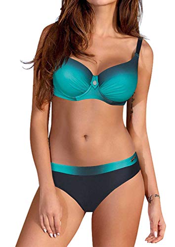 UMIPUBO Bikini Mujer Trajes de Baño con Relleno Push-Up Acolchado Bra Tops y Braguitas Bikini Sets Talla Grande (ES 44, C)