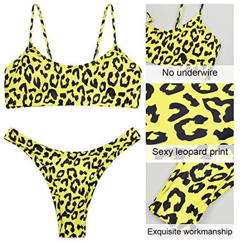UMIPUBO Bikinis Mujer Push Up Halter Bikini Traje de baño Conjunto de Bikini de Play Acolchado Bra Tops y Braguitas Dos Piezas Bikini Sets Estampado de Serpiente Leopardo Talla Grande Bañador