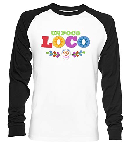 UN Poco Loco - Coco Unisex Camiseta De Béisbol Manga Larga Hombre Mujer Blanca Negra