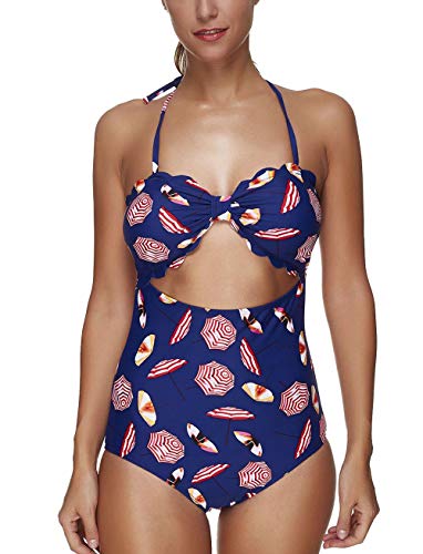 Una Pieza Que Adelgaza El Bañador De La Torcedura De Las Mujeres del Nudo Acolchado Empuja hacia Arriba del Bikini De Monokini Triángulo Briefs para Surf