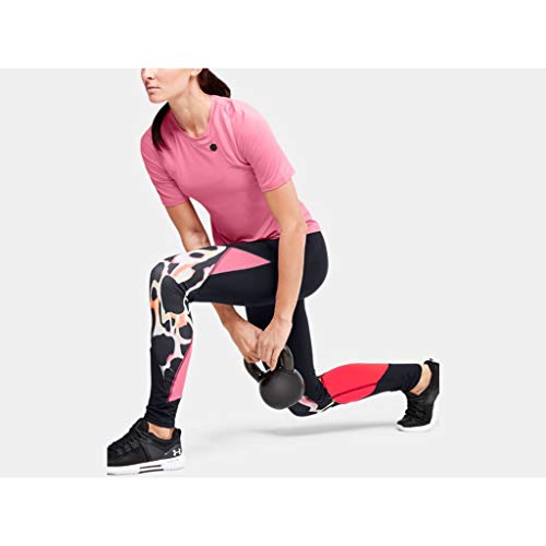 Under Armour Camiseta Transpirable Rush para Mujer con tecnología Rush, Manga Corta para Correr Ropa con Ajuste Apretado, Mujer, Camisa Manga Corta, 1355583-691, Lápiz Labial/Negro (691), XXL