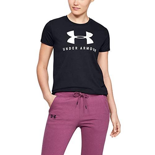 Under Armour Graphic Sportstyle Classic Crew Camisa Manga Corta, Mujer, Negro, SM