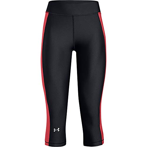 Under Armour HG - Camiseta de Manga Corta para Mujer, HG, Mujer, Color Negro/Sandía/Plateado metálico, tamaño Medium