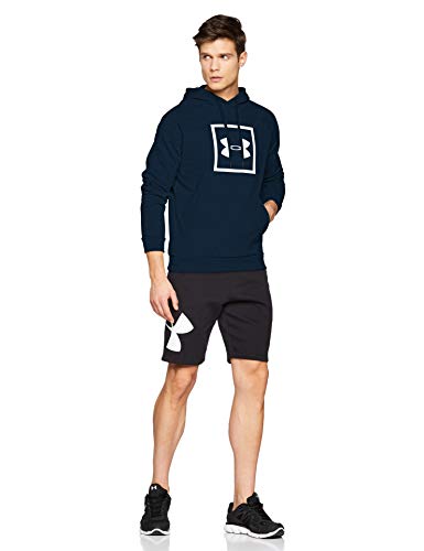 Under Armour Rival Fleece Box Logo Hoodie, Sudadera Hombre, Azul (Academy/White (408)), L