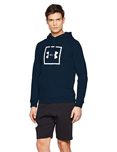 Under Armour Rival Fleece Box Logo Hoodie, Sudadera Hombre, Azul (Academy/White (408)), L