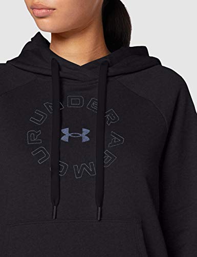 Under Armour Rival - Sudadera con Capucha para Mujer (Forro Polar), Not Applicable, Rival Fleece Metallic Sudadera, Mujer, Color Negro / Negro / Metálico Negro (001), tamaño Large