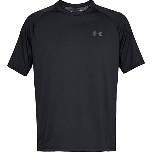 Under Armour Tech 2.0. Camiseta masculina, camiseta transpirable, ancha camiseta para gimnasio de manga corta y secado rápido, Black/Graphite (001), LG