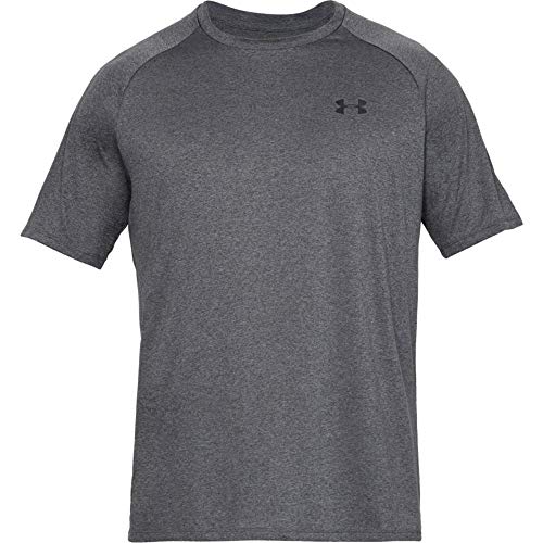 Under Armour Tech 2.0. Camiseta Masculina, Camiseta Transpirable, Ancha Camiseta para Gimnasio de Manga Corta y Secado rápido, Carbon Heather/Black (090), MD