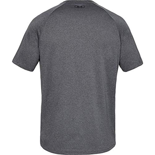 Under Armour Tech 2.0. Camiseta Masculina, Camiseta Transpirable, Ancha Camiseta para Gimnasio de Manga Corta y Secado rápido, Carbon Heather/Black (090), MD
