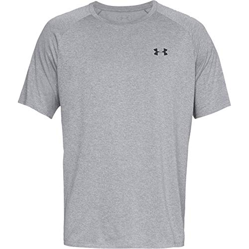 Under Armour Tech 2.0. Camiseta masculina, camiseta transpirable, ancha camiseta para gimnasio de manga corta y secado rápido, Steel Light Heather/Black (036), XL