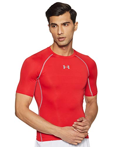 Under Armour UA Heatgear Short Sleeve Camiseta, Hombre, Rojo (Red/Steel (600), L