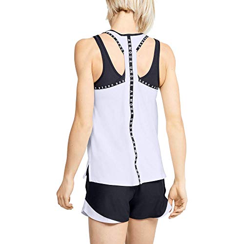 Under Armour UA Knockout Tank, Camiseta de Tirantes, Camiseta Deportiva para Mujer Mujer, Blanco (White/White/Black (100)), L