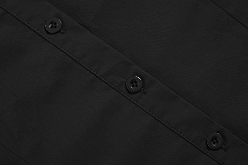 Unibelle Blusa para mujer, camisa entallada, camisa de trabajo, camisa básica, camisa de negocios, elegante blusa blanca con un solo color Negro S