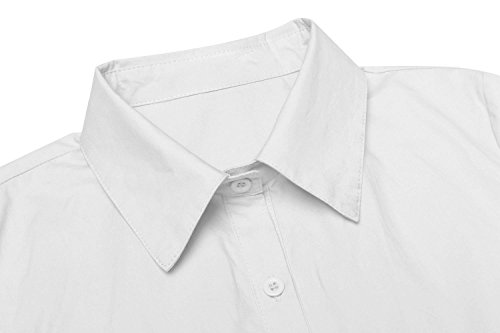 Unibelle Blusa para mujer, camisa entallada, manga 3/4, camisa de trabajo, básica, camisa de negocios Blanco S