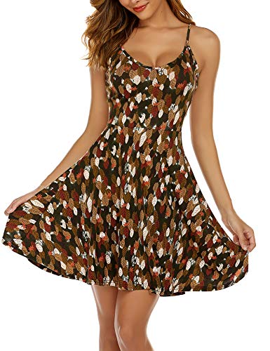 UNibelle Vestidos Floral Mujer Verano Elegantes Vestidos de Playa Sexy Fiesta Casual Marrón S