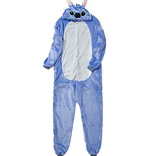 Unisex Cálido Pijamas para Adultos Cosplay Animales de Vestuario Ropa de Dormir (XL-para Altura:175-183cm, Blue Stich)