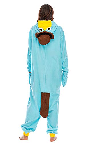 Unisexo Adulto Animal Pijama Cosplay Disfraz con Capucha Onesies Kigurumi Pyjama Homewear Mamelucos Ropa De Dormir para Carnaval Halloween,LTY117,Ornitorrinco,L