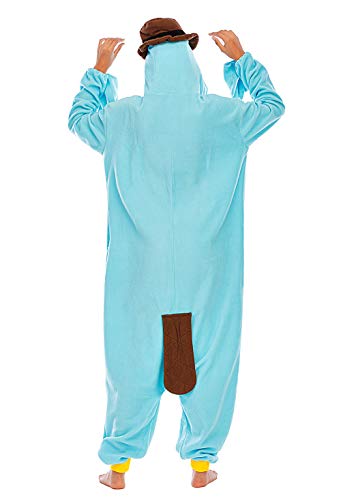 Unisexo Adulto Animal Pijama Cosplay Disfraz con Capucha Onesies Kigurumi Pyjama Homewear Mamelucos Ropa De Dormir para Carnaval Halloween,LTY117,Ornitorrinco,L