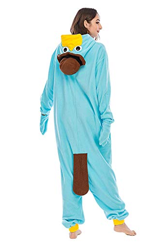 Unisexo Adulto Animal Pijama Cosplay Disfraz con Capucha Onesies Kigurumi Pyjama Homewear Mamelucos Ropa De Dormir para Carnaval Halloween,LTY117,Ornitorrinco,XL
