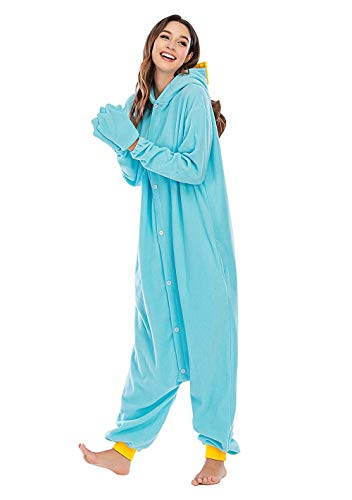 Unisexo Adulto Animal Pijama Cosplay Disfraz con Capucha Onesies Kigurumi Pyjama Homewear Mamelucos Ropa De Dormir para Carnaval Halloween,LTY117,Ornitorrinco,M