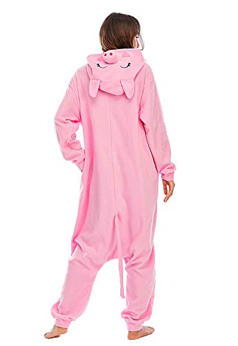 Unisexo Adulto Animal Pijama Cosplay Disfraz con Capucha Onesies Kigurumi Pyjama Homewear Mamelucos Ropa De Dormir para Carnaval Halloween,LTY53,Cerdo,M